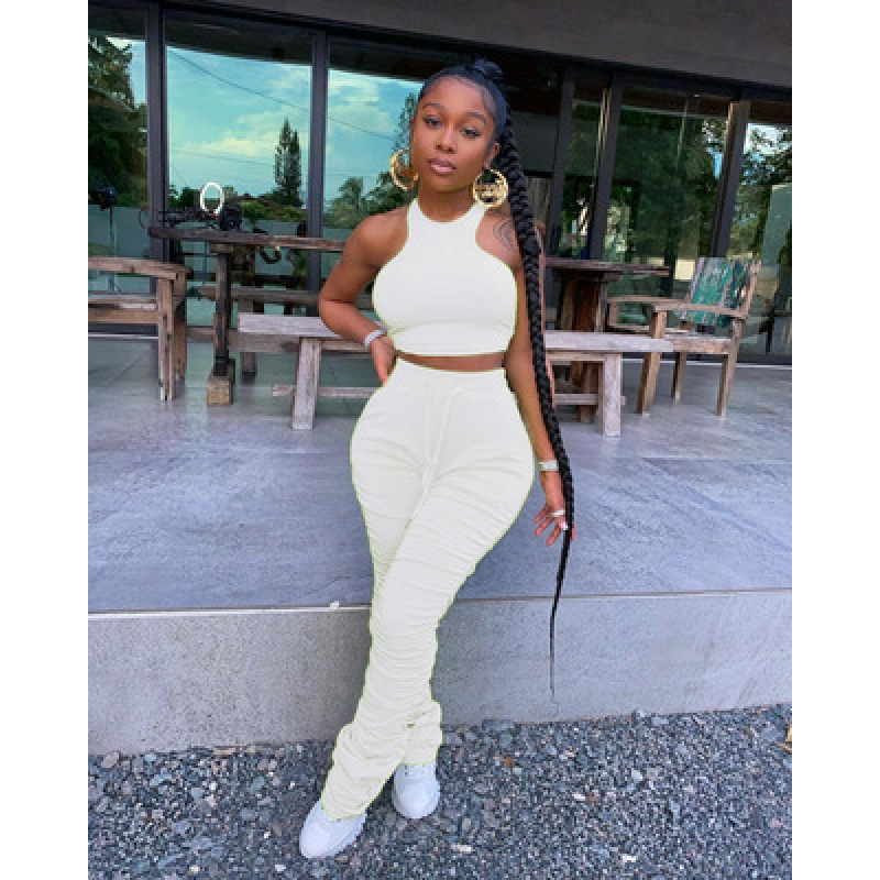 Conyson hot sale fashion summer Custom logo Made Outdoor women pure color suit clothes two-piece adult t-shirt pant clothing Set