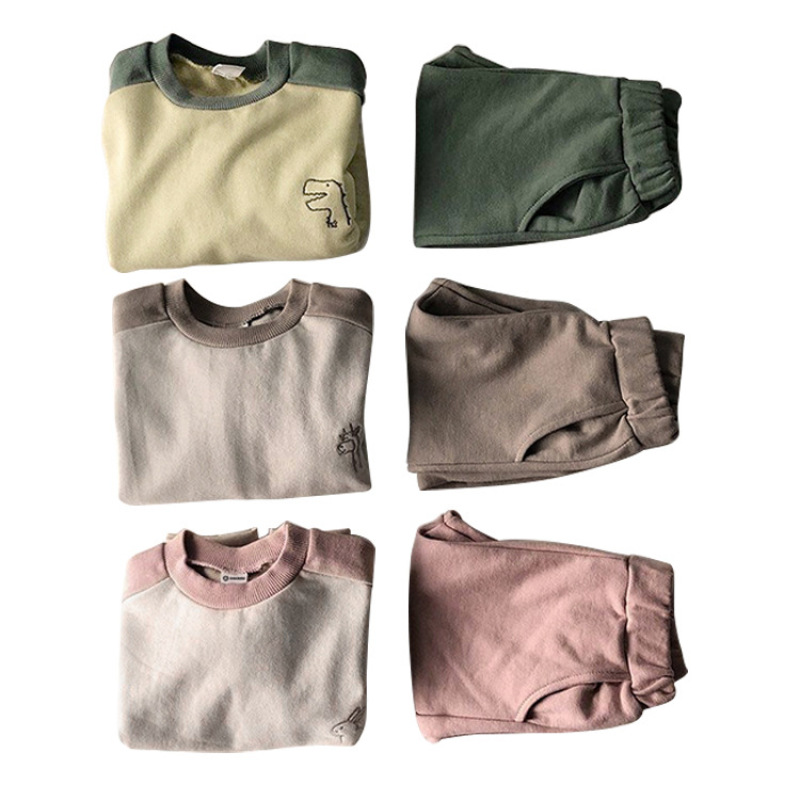 Fashion Design Boys And Girls New Product Color Matching Clothes Suit Children's Pullover Set