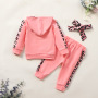 Conyson High Quality Spring Autumn Mini Letter Pullover Hoodie Sport Leopard Printed Kids Clothing 3pcs Baby Girl Clothes Sets
