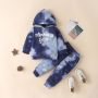 Conyson Kids Two Piece Clothing Set Children's Tie Dye Sweater Hooded Tracksuit Pullover Trousers Boys Two-piece Suit