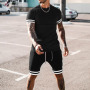 Wholesale summer custom Blank designer logo clothing tracksuit 2 two piece shirts and short set men