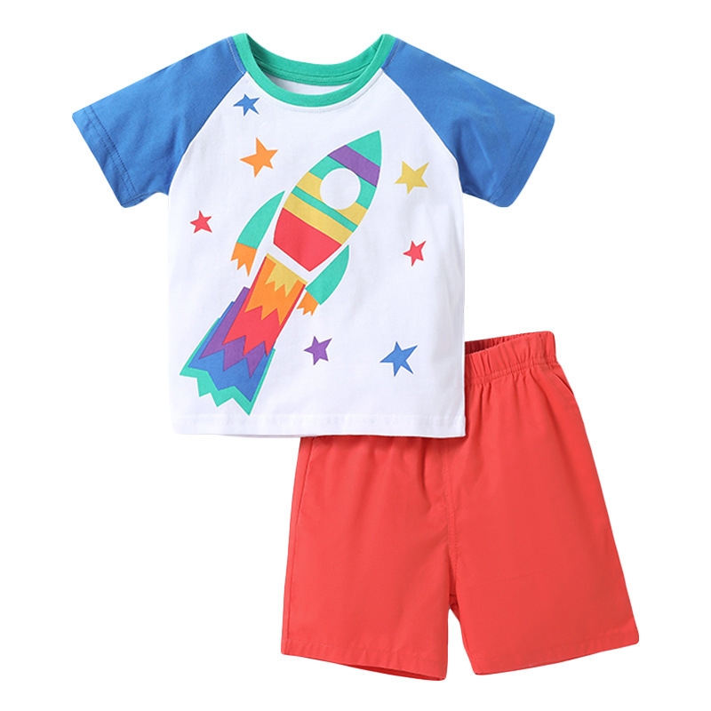 Conyson Wholesale Summer Cotton Kids Boys Clothing Sets Carton Printing Short Sleeve T-Shirts Shorts 2pcs Casual Outfits