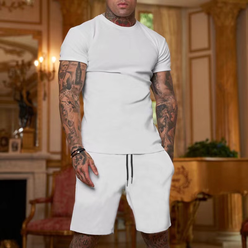 Custom Logo Summer Color Block Men Soccer Training Jogging Suit 2 PC Suit T Shirt And Short Set Mens Shorts Set