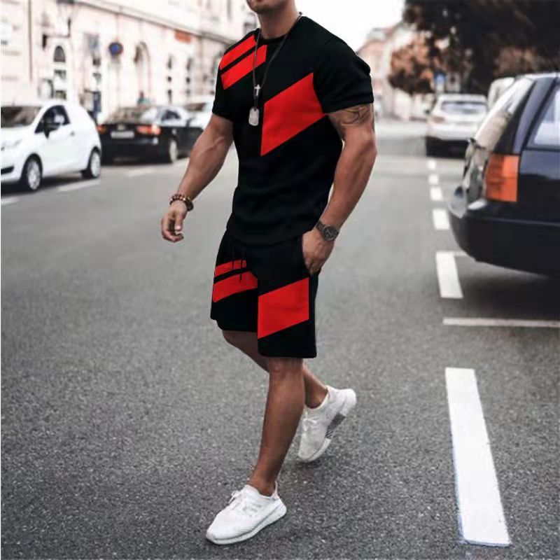 Summer Custom Tracksuit 2 Piece Short Sleeve Loose Fitness Casual Short Sleeve Suit Men'S Shorts Sets Gym Joggers Suits Set
