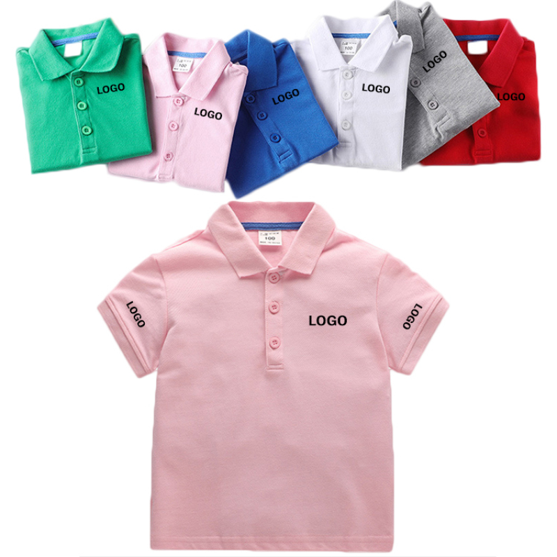 Wholesale High Quality Solid Color Casual Polo Shirt Cotton Children Polo Shirts Customized Short Sleeve Polo Shirt