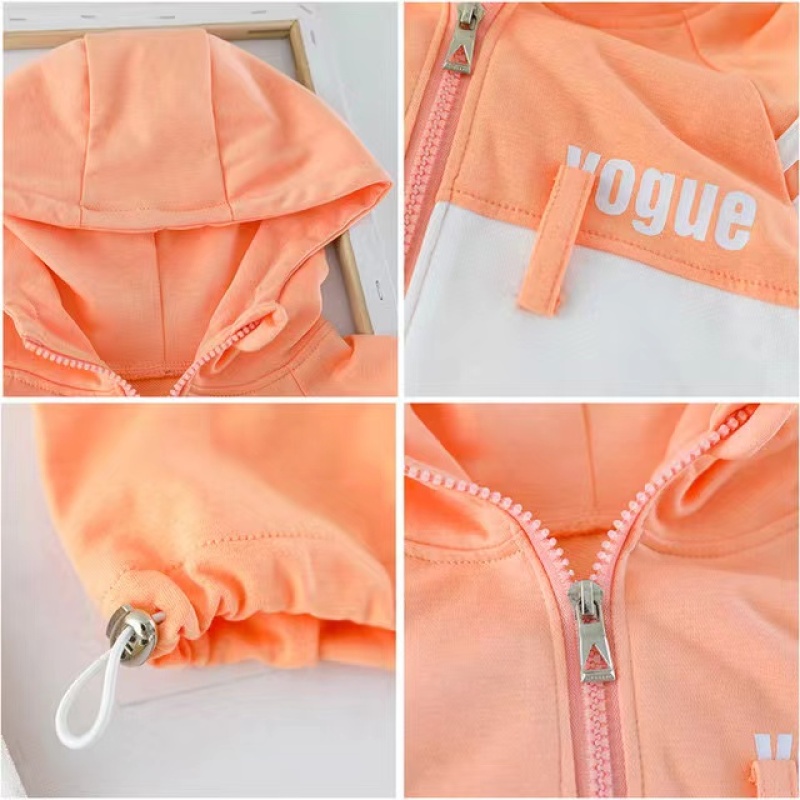 Conyson Casual Baby Girl Zipper Clothes Set Cute Hooded Sportswear Letter Infant Girls Long Sleeve Outfit 2Pcs Tracksuit