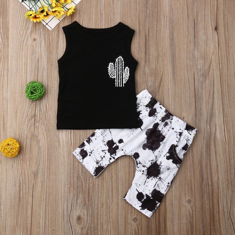 Conyson ins summer infant Boy Casual vest tshirt 2 Pieces short Toddler baby children boy clothes kids wear Fashion clothing Set