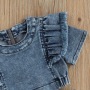 Conyson high quality Latest korea Fashion Style Toddler Girl t-shirt Short Skirt clothes suit Kids denim 2 pieces clothing Set