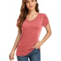 Conyson Hot Wholesale Casual Style Spring Summer Plain V Neck Petal Sleeve Loose Oversize Women White Tops Short T-shirt
