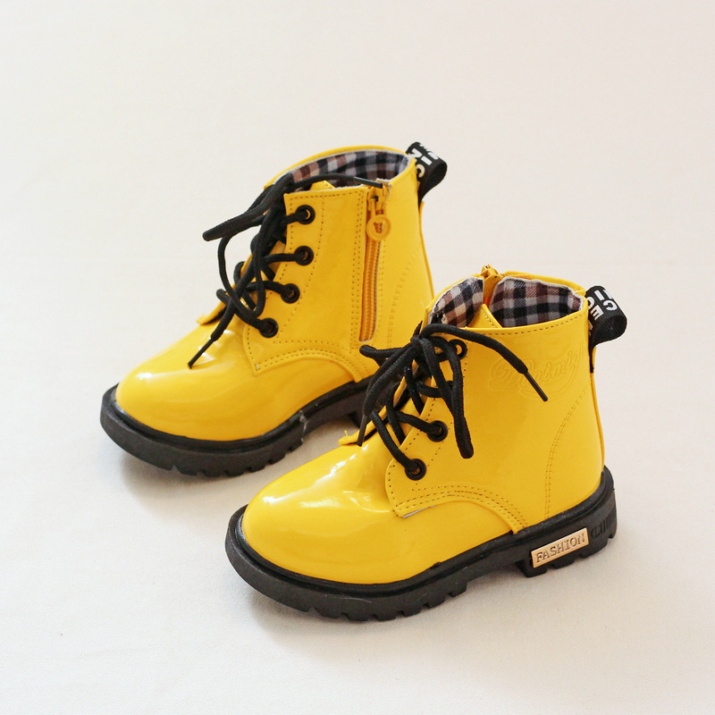 Conyson wholesale winter Korean design size 21-36 child PU Leather boot baby kid boy girl snow clothing Martin boots shoes
