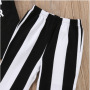 Stripe Pants Kids Girls Cotton Short Sleeve Set Girls Summer Cotton Printed Striped Bottoms Baby Two Piece Sets Outfits
