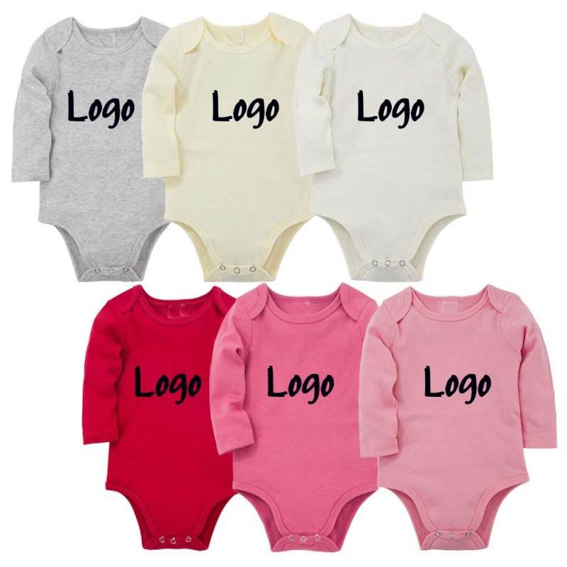 Conyson Wholesale 2022 Summer Infant Unisex Personalized Short Sleeve Bodysuits Custom Print Logo Toddler Baby Solid Romper