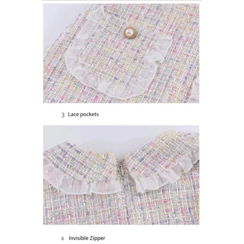 Conyson RTS Hot Sale Spring Autumn 3-9 Year Baby Girls Casual Style Cotton Knitted Doll Collar Fancy Baby Girl One Piece Dress