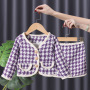 Conyson hot sale rts New fashion korea cotton Dress Baby kids designer Fall Clothes Girls clothing Long Sleeve short plaid skirt