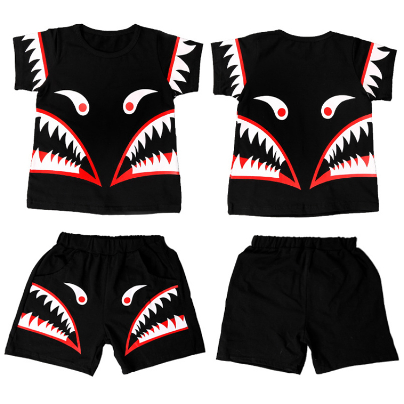 High Quality Short Sleeve Cartoon Children Summer Suit Kids Boy 2 Pieces Clothing Set