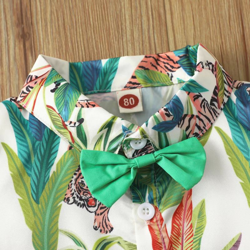 Conyson Stock Lots Spring Autumn Short Sleeve Western Style Baby Boy High Quality New Design Casual Two Piece Cartoon Shorts Set