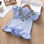 wholesale 2021 Summer Popular striped Round neck Ruffle Fly Sleeve parent-child clothes baby Girls Tassel Dress