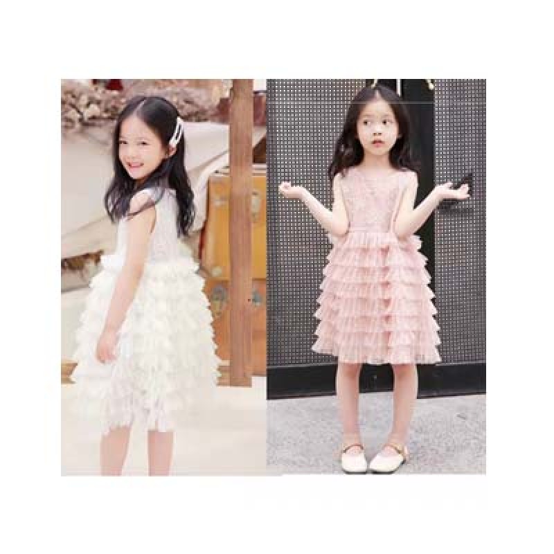 Conyson Wholesale Summer New Design Boutique Mesh Embroidery White Flower Ball Gown Girls Party Dresses