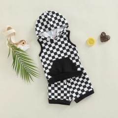 Conyson summer kids bulk wholesale korea fashion design baby boy hoodie shorts cotton clothing suit casual 2 pieces clothes set