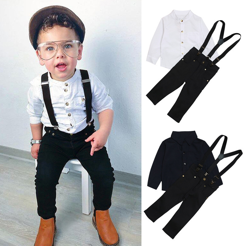 White Shirt Jeans Suit Children Baby Boy Clothing Set Children Boys Fashion Jeans Suit