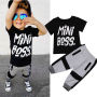 Conyson wholesale two Pieces Summer Kids Toddler Baby Boys Clothes Set Children Little Boys Letter T-shirt Tops Pants Outfit set