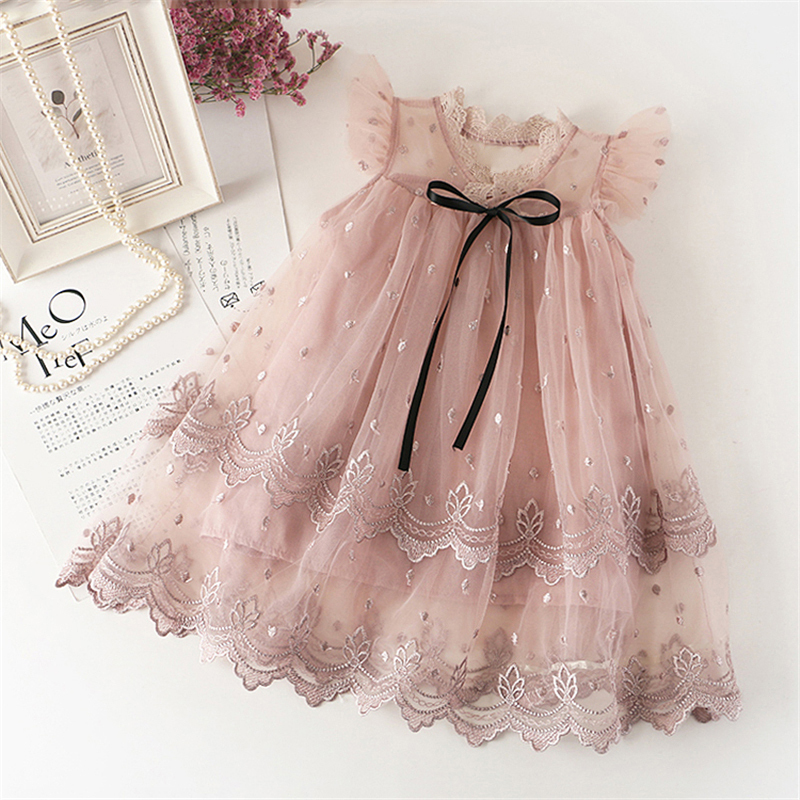 Conyson Korean Ruffle Short Sleeves Kids Summer Sweet Skirt Colorful Princess Lace Tulle Baby Girls Dress 3-12 Years