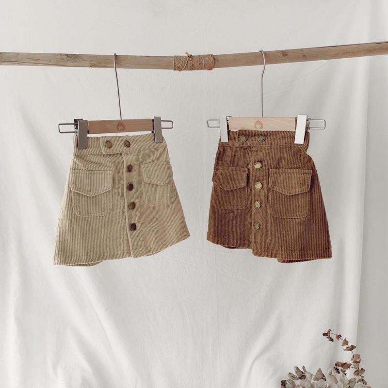 Wholesale girls baby A-line Corduroy short Knee-Length skirt Hip Wrap versatile kids skirt