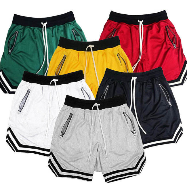 Men's plus basketball Running Cargo shorts with net Homme Streetwear Custom zip pockets Gym Sports Men's Elastic Waist Shorts