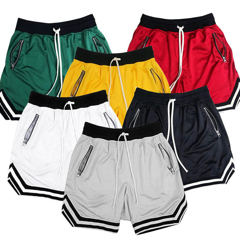 Men's plus basketball Running Cargo shorts with net Homme Streetwear Custom zip pockets Gym Sports Men's Elastic Waist Shorts