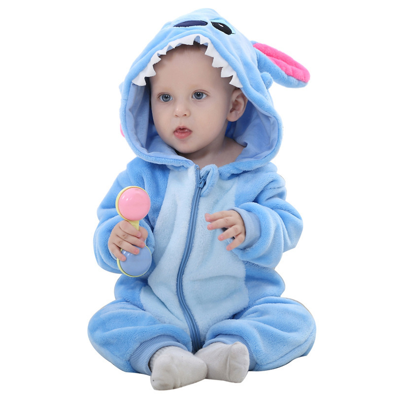 Autumn Winter Wholesale Flano Flannel Without Feet Long Sleeve Animals cartoon baby Rompers fur warm new born clothes