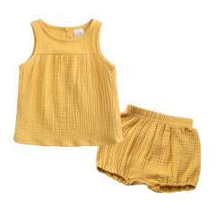 Conyson High Quality Outfit Summer Newborn Organic Solid Infant Brand Clothes Unisex Matching Suit 2 Pieces baby clothing Set