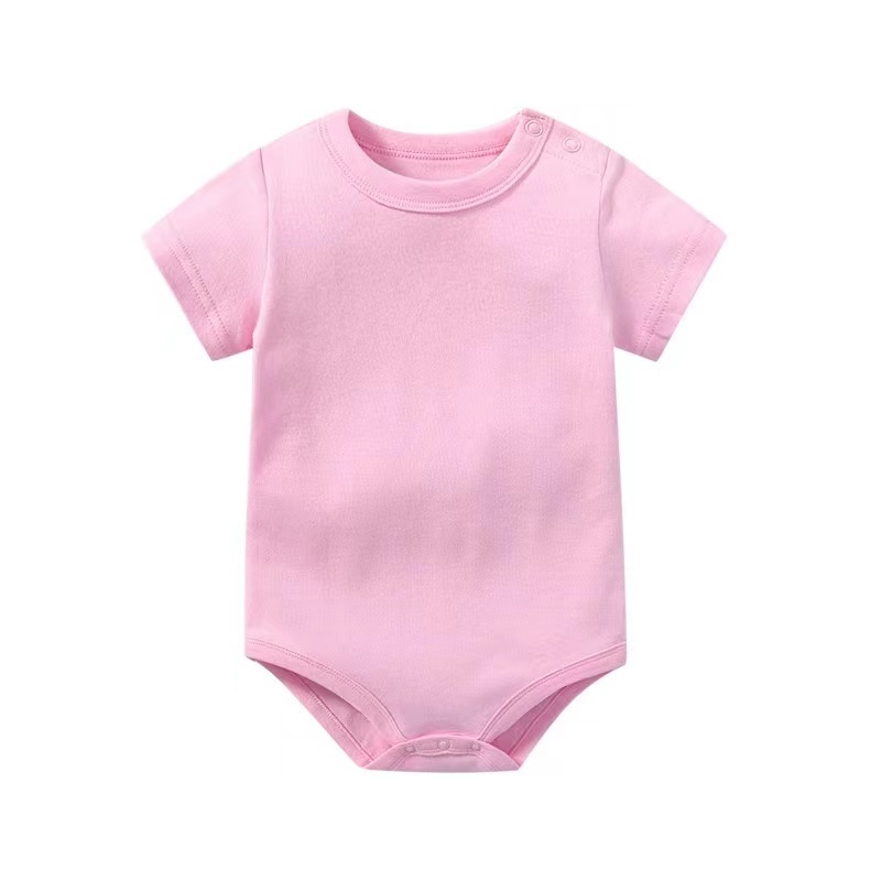 Conyson Wholesale Soft Babi Kids Rompers Unisex Baby Clothes Casual Solid 100% Cotton Short Sleeves Newborn Jumpsuits