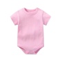 Conyson Wholesale Soft Babi Kids Rompers Unisex Baby Clothes Casual Solid 100% Cotton Short Sleeves Newborn Jumpsuits