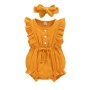 Conyson Newborn Baby Clothes Summer Jumpsuit Headband 2pcs Sets Sleeveless Custom Infant Ruffles Short Baby Girls' Romper