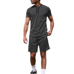 Conyson wholesale summer full set zip clothes customize logo jumpsuit top and short beach jogger 2 pieces tracksuit men sets