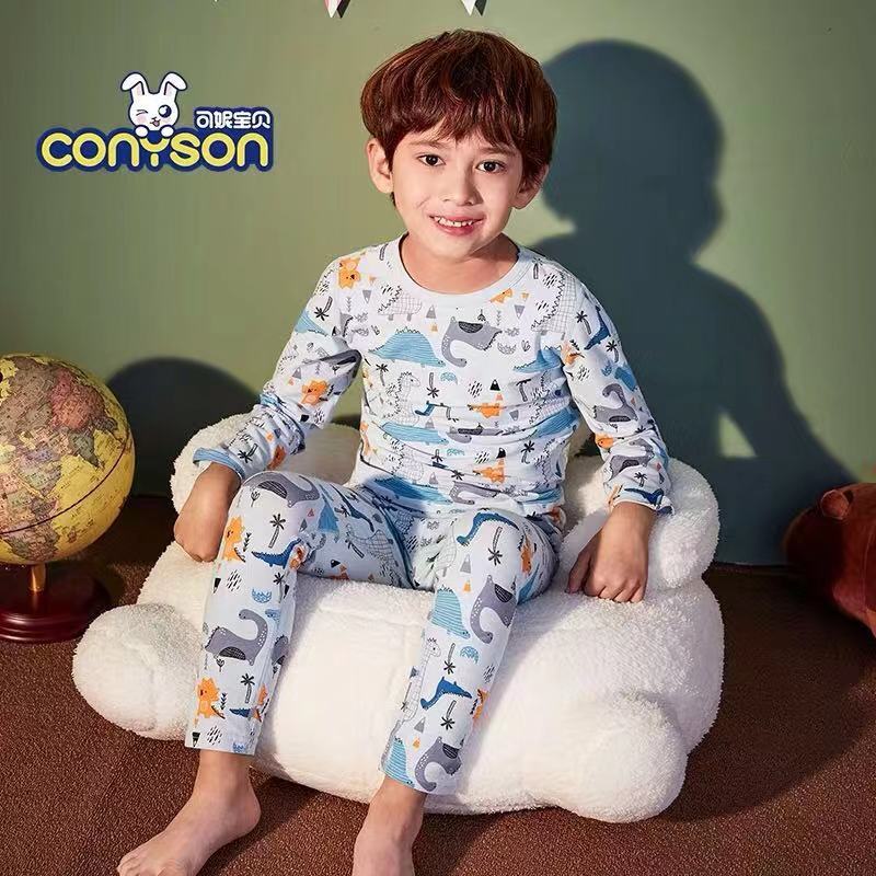 Bulk kids pajamas set child sleepwear ready to ship cartoon print kids thermal pajamas