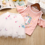 Pink Hot Sale Unicorn Skirt Fall Wholesale Baby Girls Children Boutique Off Shoulder Casual Summer Kids Clothing Princess Dress