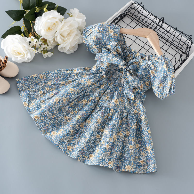 Conyson Wholesale Kids Clothes New Summer Baby Girls Dress Print Floral Bow Dresses For Girls Fashion Princess Girls' Children C