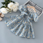 Conyson Wholesale Kids Clothes New Summer Baby Girls Dress Print Floral Bow Dresses For Girls Fashion Princess Girls' Children C