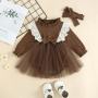Conyson Wholesale Infant Baby Summer Long Sleeve Easter Gift Bunny Rabbit Print Lace Princess Romper Headband Set