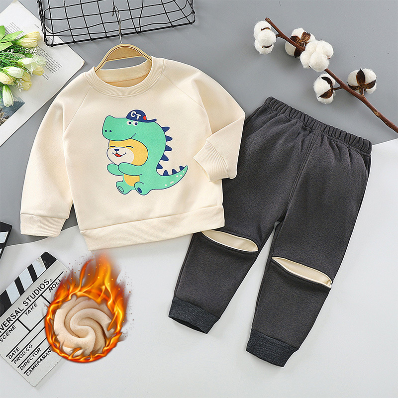 High Quality 1-7 Years Cartoon Knitted Girls Fall 2 Piece Clothing Sets Track Suit For Kids