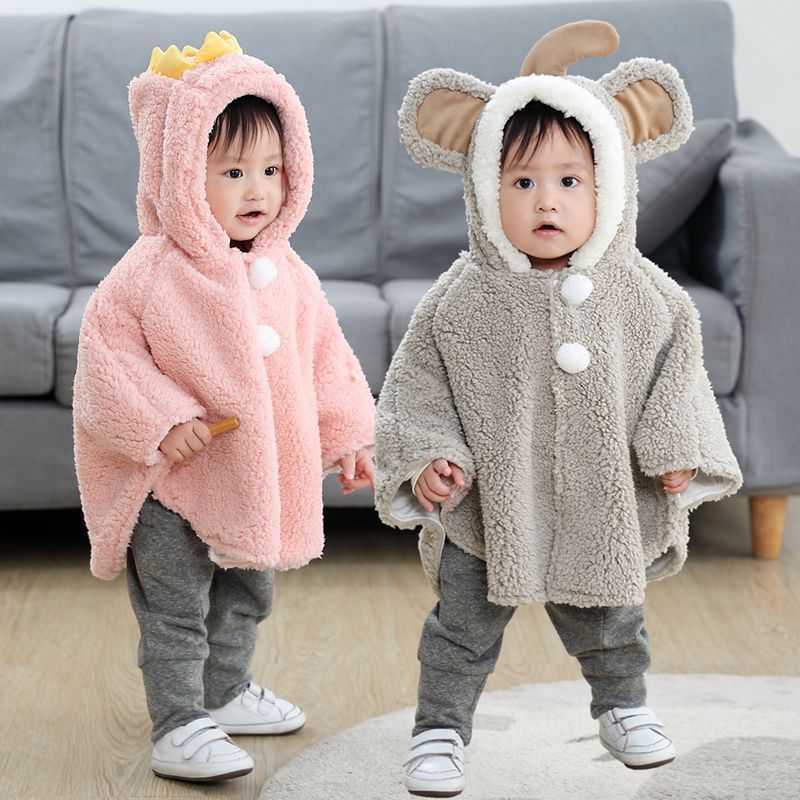 RTS Autumn Winter Wholesale Flano Flannel Animals cartoon newborn baby clothes boy girls Rompers fur warm clothes blanket cloak
