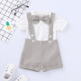 Conyson Hot Summer Gentleman Wedding Party Custom Outfits Short Sleeve 3Pcs Children Clothes Kids Boys Casual Clothing Set Kids