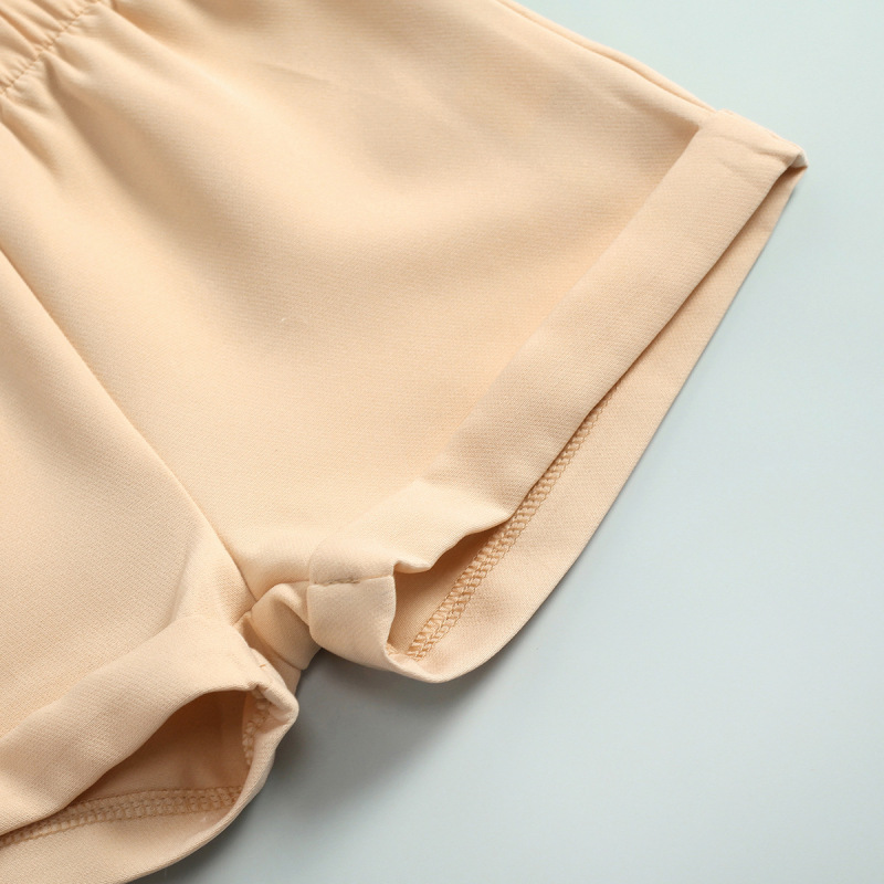 Conyson Wholesale Summer Casual Girl Solid 2pcs Outfits Short Sleeves Shirt  Shorts Children's Girls 2 Piece Elegantly Suits