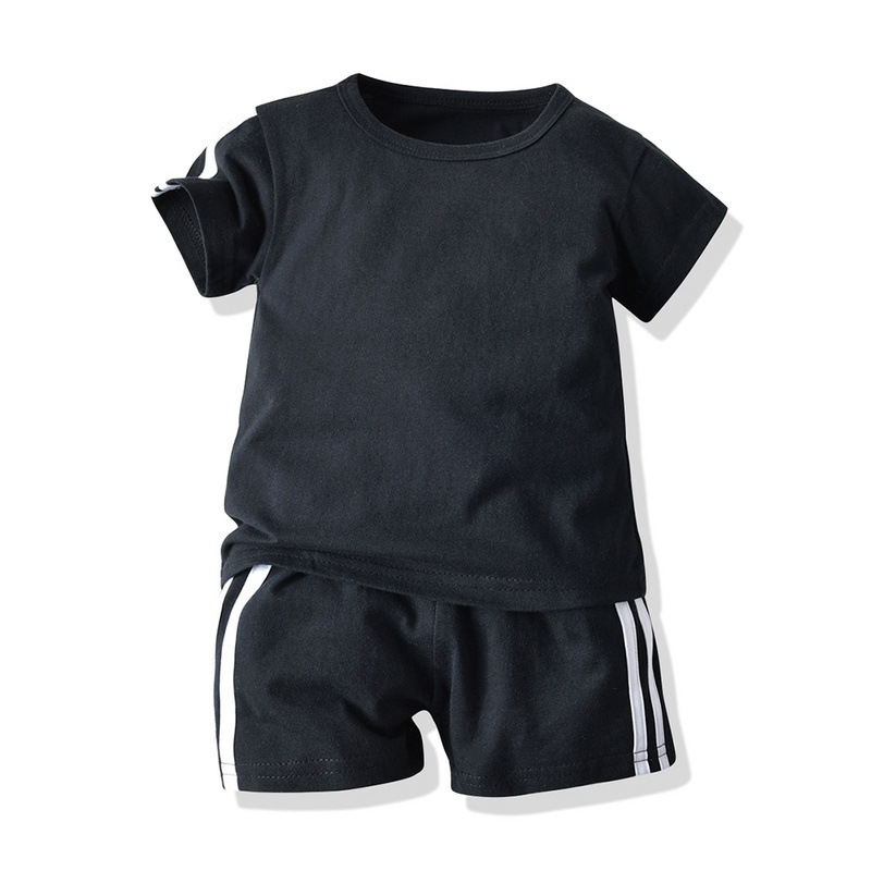 Conyson wholesale Custom Summer Children's Short-Sleeved Pullover Stationary Multi-Color Two-Piece Children's Clothing Kids Set