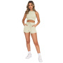 wholesale Custom Sweatsuit Cozy Jogger Plus Size Sexy Crop Top+Shorts Outfit Sleeveless Exercise Set 2 Pieces Fit Women Set