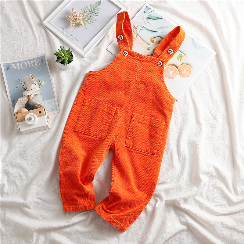 Wholesale Suspenders Style Kids Clothing Corduroy Pants Warm Knitting Kids Pants With Pockets Jumpsuit