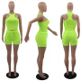 Rts high quality fashion summer Custom logo Made Outdoor women soild color suit clothes two-piece adult tant top clothing Sets