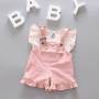 2021 Children's Cute Stripe High Quality Summer New Fashion Little Girls Striped Blouse With Suspenders 2 Piece Set