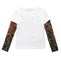 Conyson Bulk Custom Logo Unisex Children's Spring Boy T-shirts Vest Long-sleeved Splicing Hip Pop Style Tattoo Arm Boy Shits